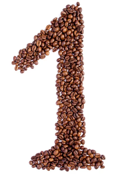 Number 1 from coffee beans. — Stock Photo, Image