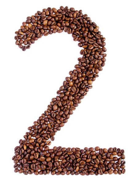 Number 2 from coffee beans. — Stock Photo, Image