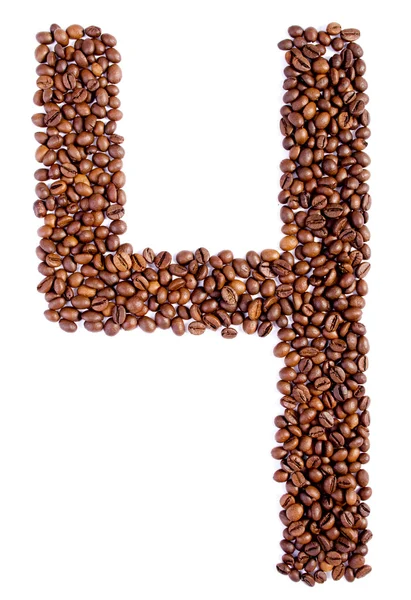 Number 4 from coffee beans. — Stock Photo, Image