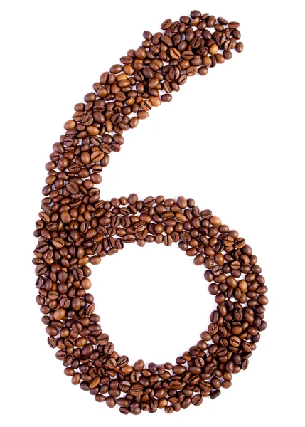 Number 6 from coffee beans. — Stock Photo, Image