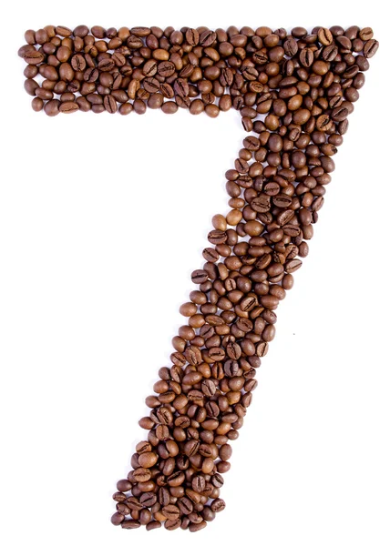 Numero 7 da chicchi di caffè . — Foto Stock