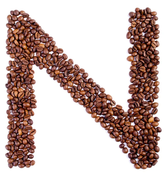 Alphabet aus Kaffeebohnen. — Stockfoto