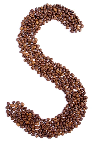 Alphabet aus Kaffeebohnen. — Stockfoto