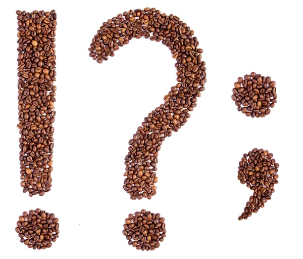 Punctuation marks from coffee beans. — Stock Photo, Image