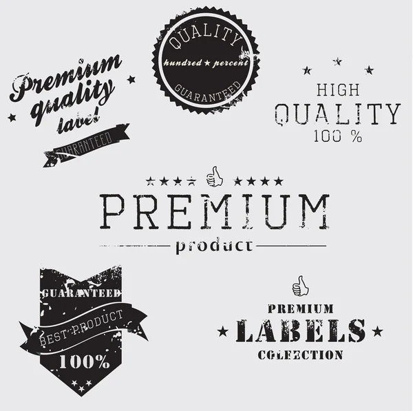 Vintage premium kwaliteit en garantie label collectie met grun — Stockvector