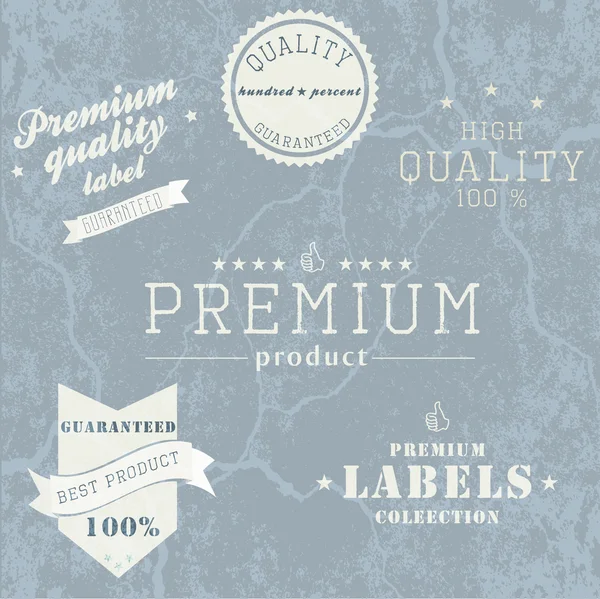 Vintage premium kvalitet och garanti etikett samling med grun — Stock vektor