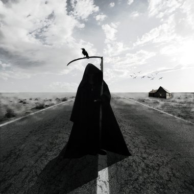 Grim Reaper on the road clipart