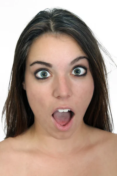 Atraktivní brunetka překvapený — Stock fotografie