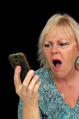 Mature Blonde Woman with Cell Phone (5) clipart