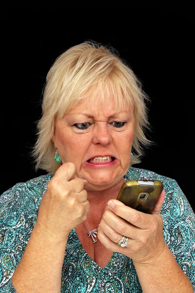 Mature Blonde Woman with Cell Phone (8) — Stock Photo, Image