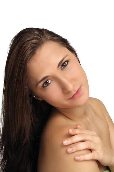 Piękna brunetka headshot — Zdjęcie stockowe