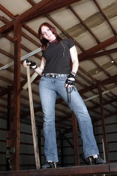 Cute Redhead in a Derelict Building (1) — Stock Photo, Image