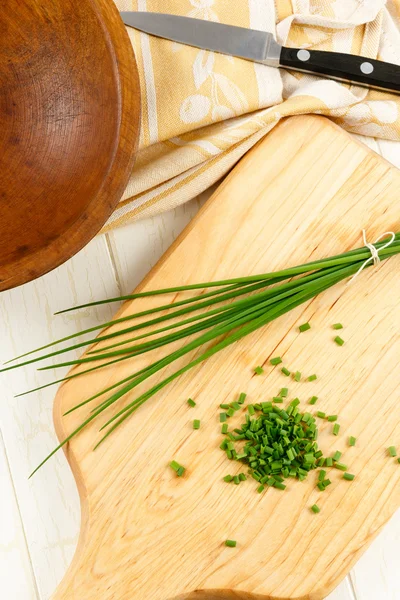 Overhead View of Fresh Chopped Chives — Stock Photo, Image
