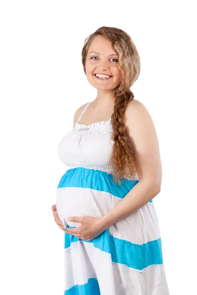 Retrato de mujer embarazada hermosa, aislamiento — Foto de Stock
