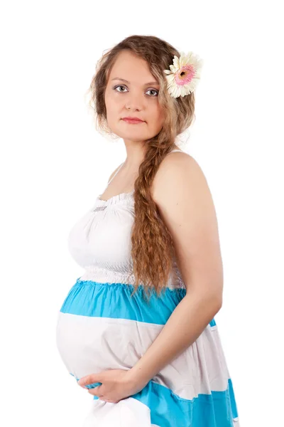 Portret van mooie zwangere vrouw, isolatie — Stockfoto