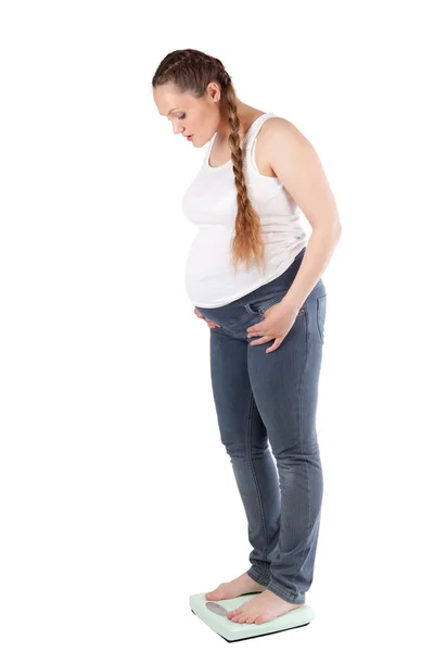 Zwangere vrouw, schalen, isolatie — Stockfoto