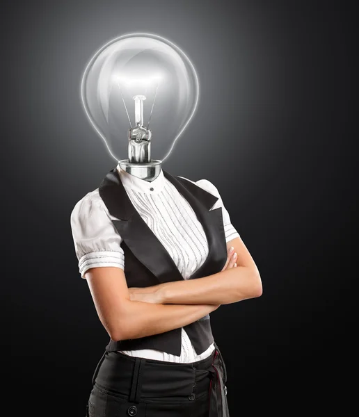 Lámpara cabeza de negocio mujer — Foto de Stock