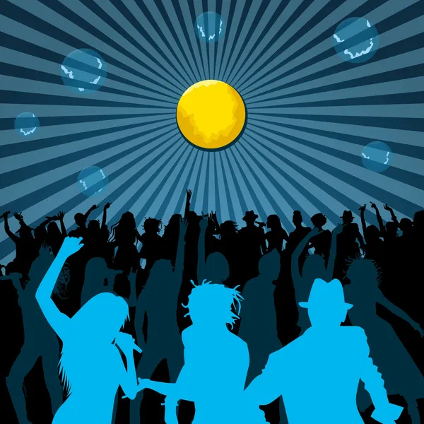 Silhouettes dansantes et chantantes — Image vectorielle
