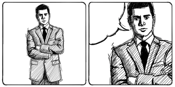 Sketch Mann Geschäftsmann im Anzug — Stockfoto
