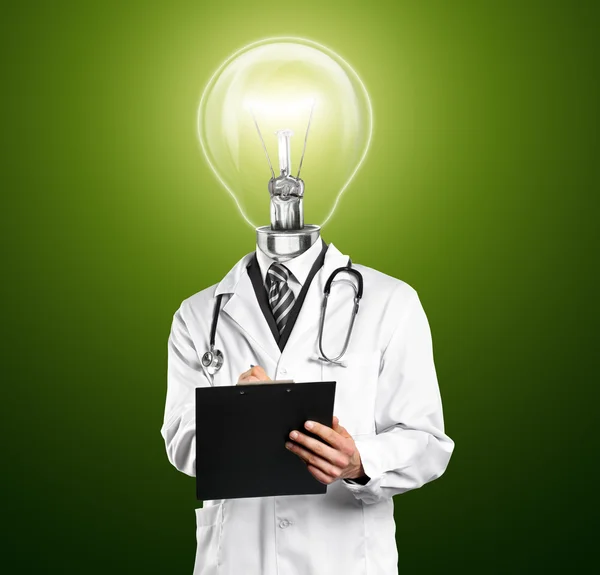 Lampa głowy lekarz mężczyzna z stetoskop — Zdjęcie stockowe