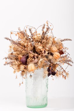 Dry flowers in a glass vase clipart