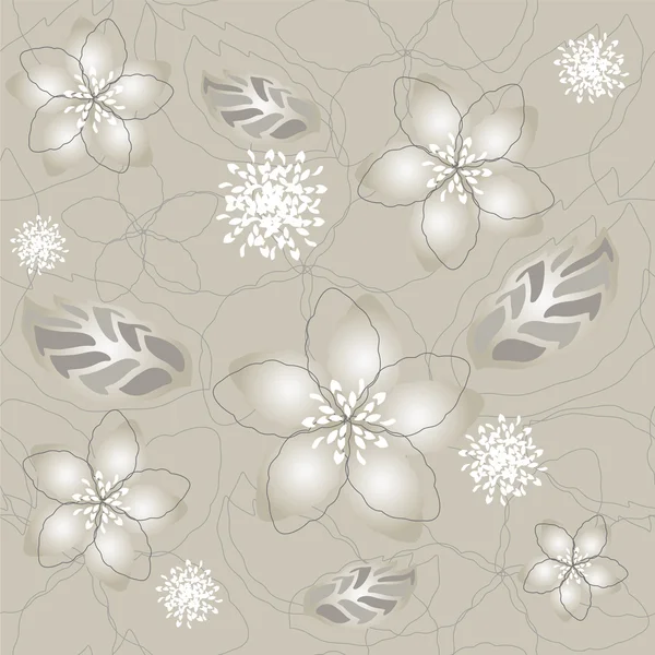 Fondo de pantalla de flores de plata sin costuras — Archivo Imágenes Vectoriales