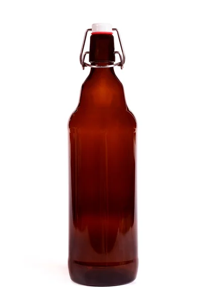 Blank brown beer bottle isolated on white background — Stock Photo, Image