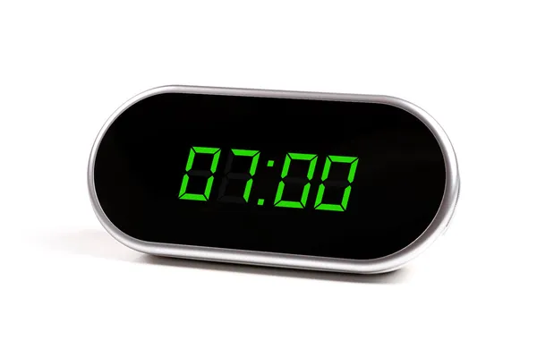 Digital väckarklocka med gröna siffror — Stockfoto