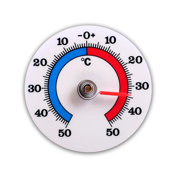 Pogoda termometr na białym tle — Zdjęcie stockowe