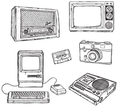Old media equipment clipart