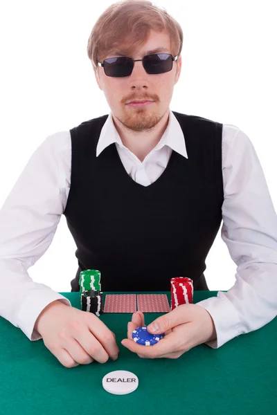 Egy fiatal férfi pókerezni — Stock Fotó