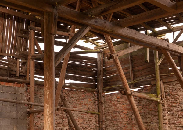 Stock image A roof of an old house has almost collapsed