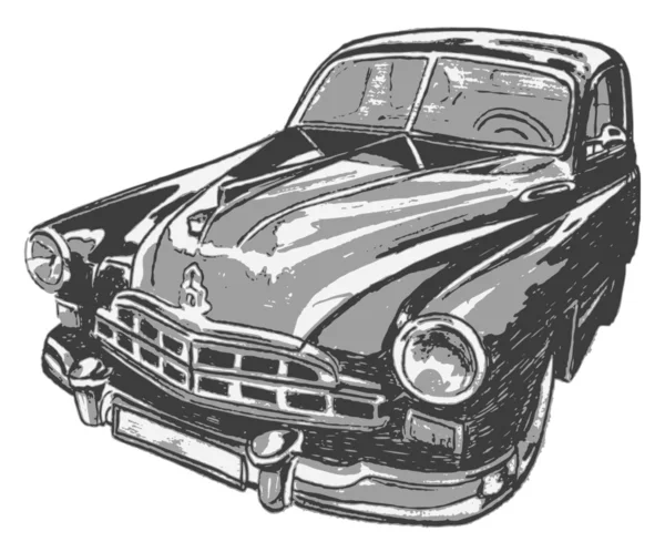 Eski model araba, vektör çizim — Stok Vektör