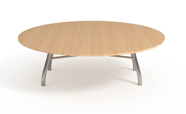 Houten tafel, geïsoleerd op wit, met uitknippad — Stockfoto