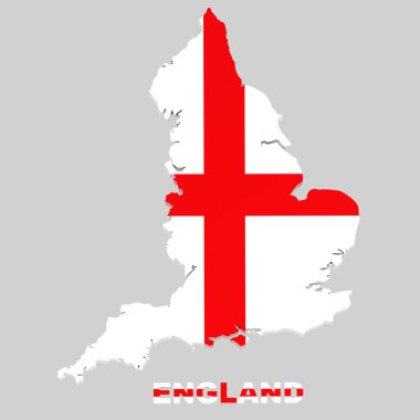 England, map with flag, isolated with clipping path clipart