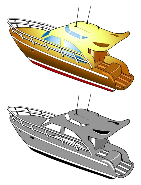 Yacht, motoscafo, illustrazione vettoriale — Vettoriale Stock