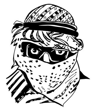 Man in traditional Arab headdress, keffiyeh clipart