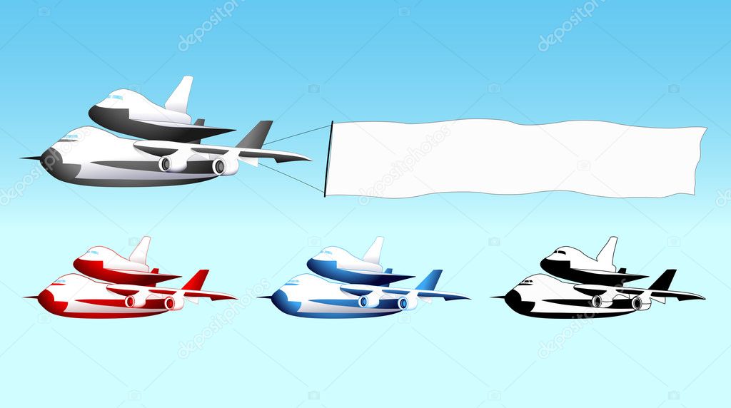 Sky advertising, shuttle carrier aircraft with blank banner