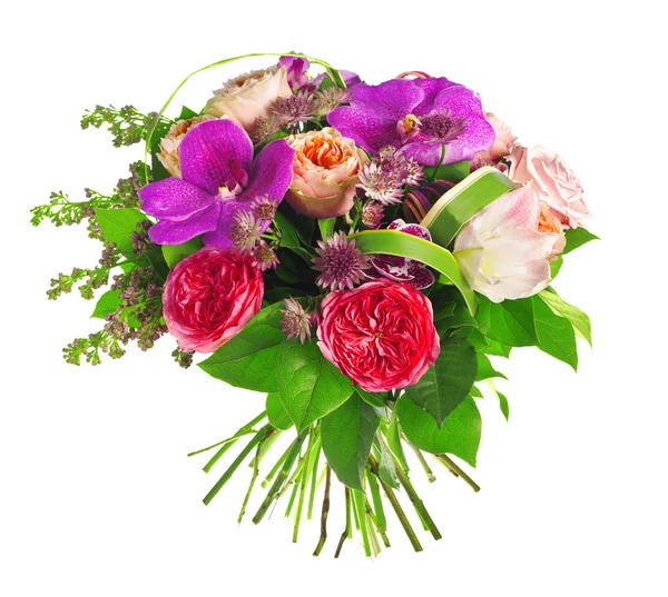 Buquê de rosa, peônia e orquídea — Fotografia de Stock