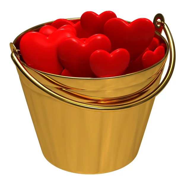 A bucket with hearts — Stock Photo, Image