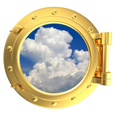 Illustration of a gold ship porthole clipart