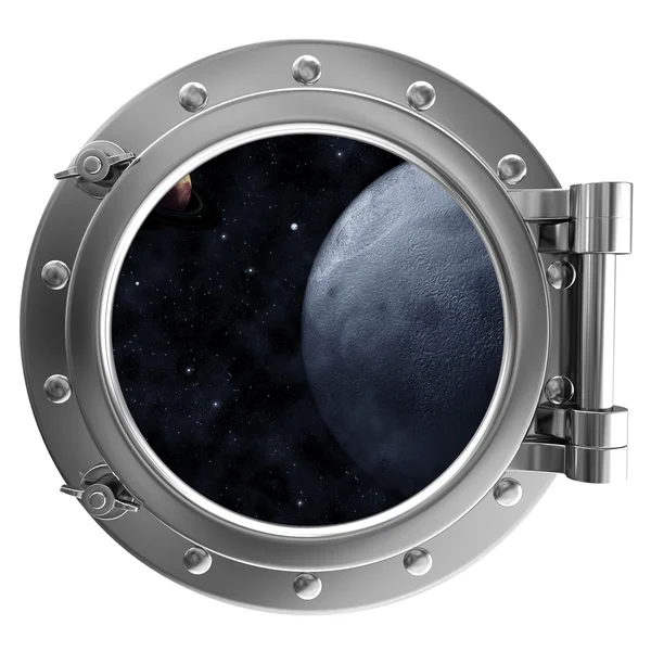 Porthole with a view of space — Stock Photo, Image