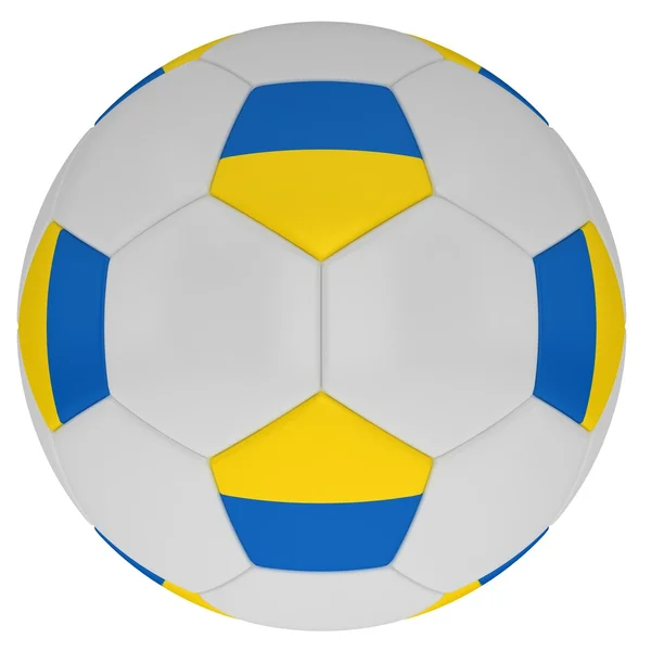 Soccer ball with the symbols of Ukrainian flag — Stock Photo, Image