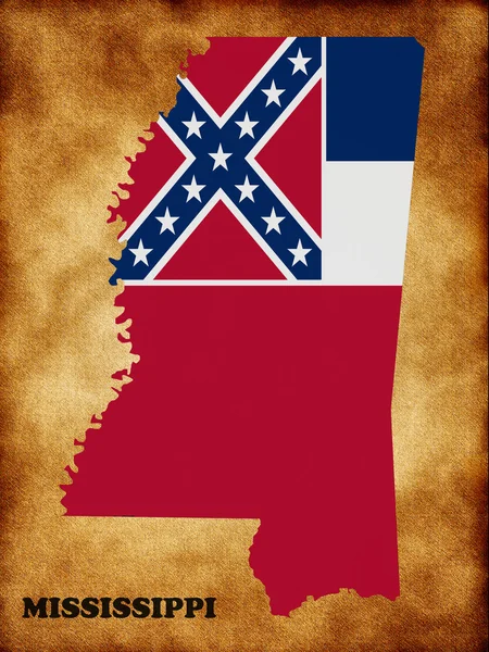 Карта Миссисипи с флагом — стоковое фото