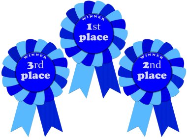 Ribbon awards for 1 2 3 places clipart