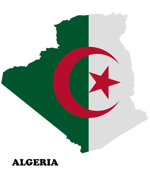 Mapa Alžírska s příznakem — Stock fotografie