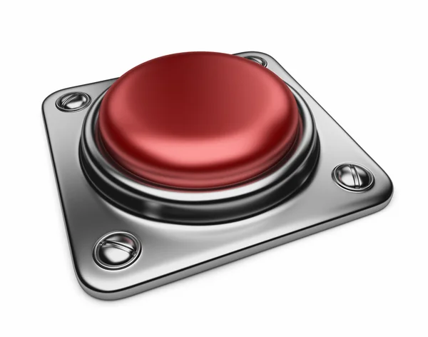 Άδειο συναγερμού κόκκινο κουμπί. 3D εικόνα που απομονώνονται σε λευκό φόντο — Φωτογραφία Αρχείου