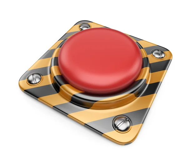 Botón rojo de alerta vacío. Icono 3D aislado sobre fondo blanco — Foto de Stock