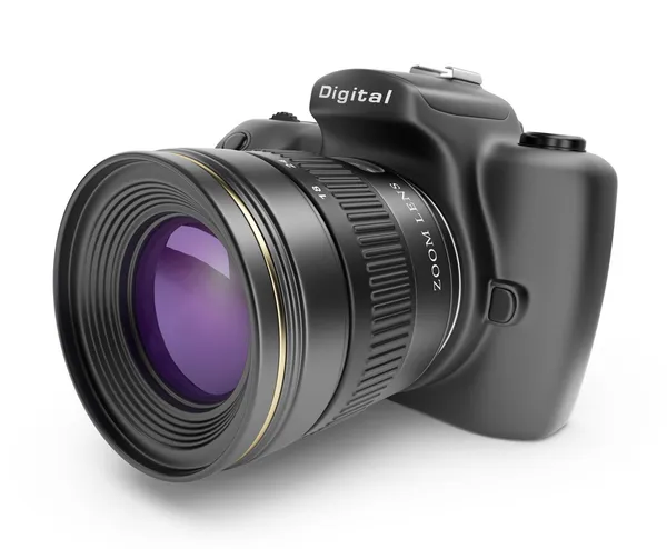Digitalkamera. 3D-Symbol isoliert auf weißem Hintergrund Stockfoto