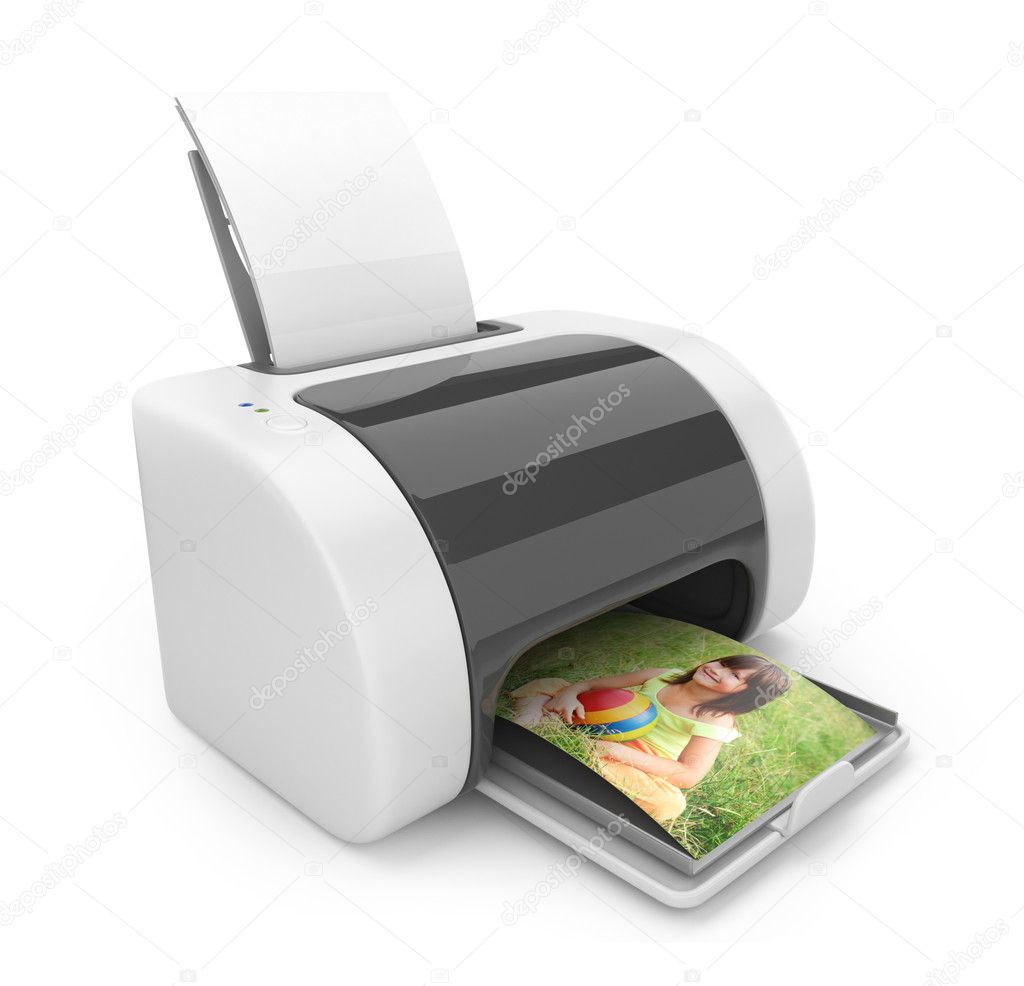 Printer 3D. Print of photos. Icon isolated on white